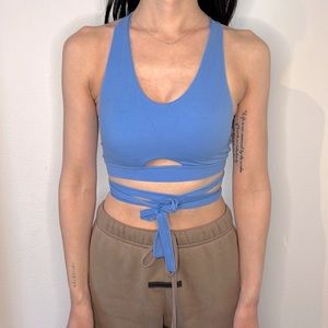 NWOT blue Gymshark wrap sports bra size small